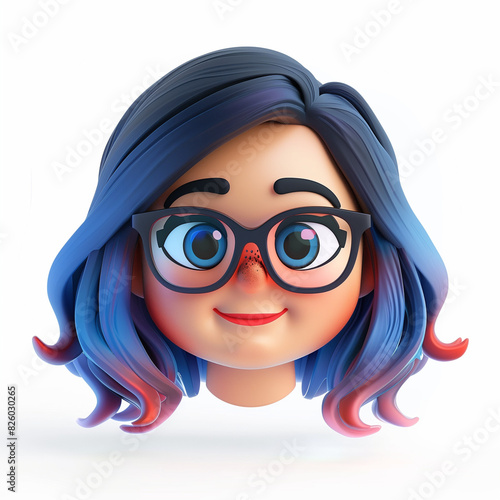 3d avatar woman with blue and red blend dyed hair © amavcoffee