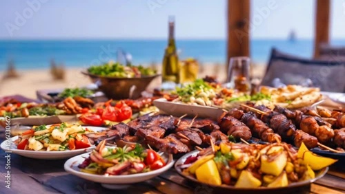a wooden table topped with plates of food, kebab, hd food photography, 4k food photography, 4 k food photography, afshar, hasanabi, professional food photography, amazing food photography, skewer, foo photo