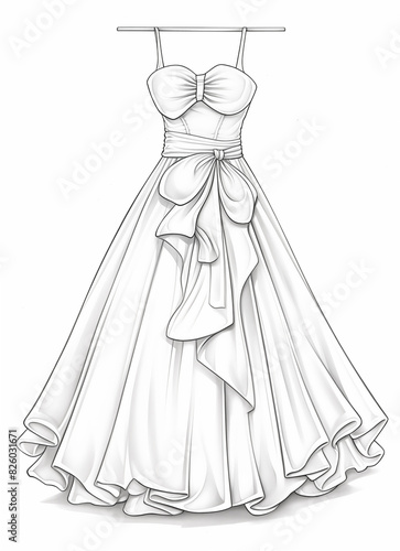a drawing of a dress with a bow on it