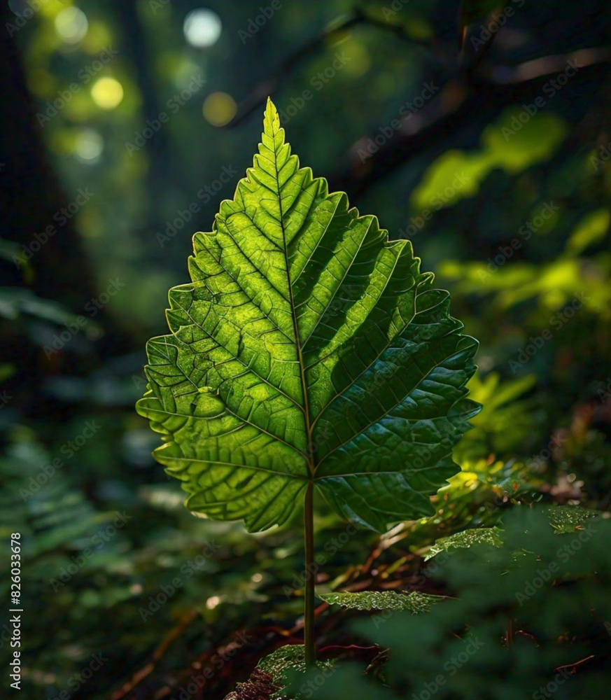 Fototapeta premium Green fern leaf in the forest
