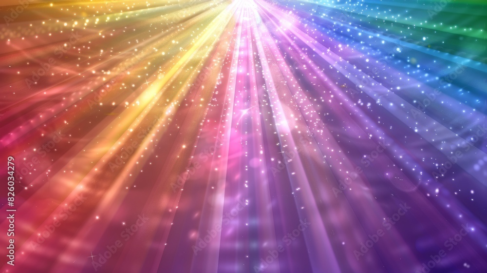 An animated rainbow light ray effect with a transparent background in PNG format