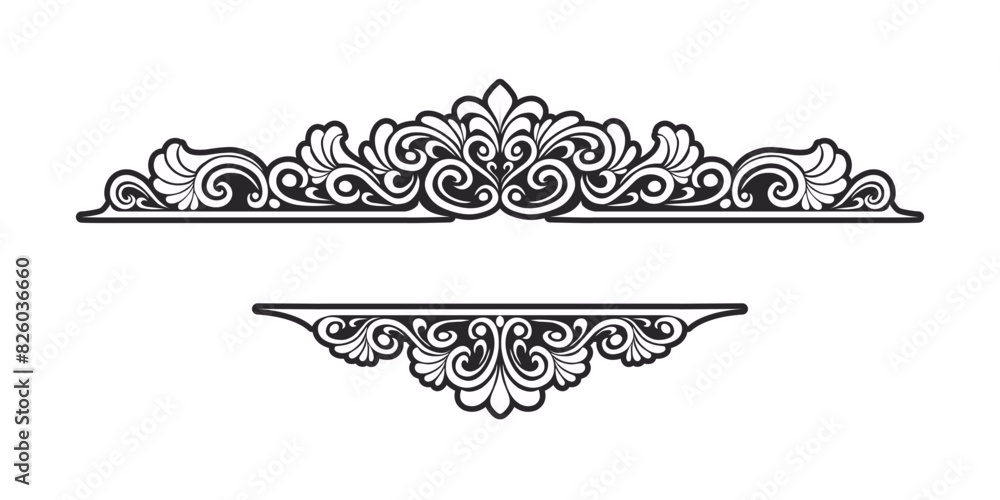 Fototapeta premium Vintage Baroque Victorian frame border monogram floral engraved scroll ornament