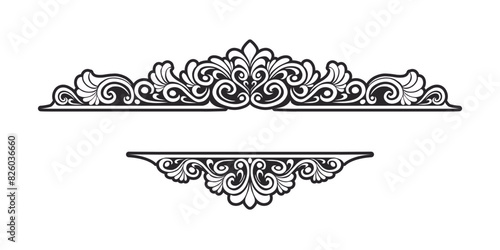 Vintage Baroque Victorian frame border monogram floral engraved scroll ornament