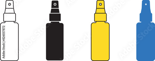 Spray Bottle in lined, isolated and colored style. Vector ilustration