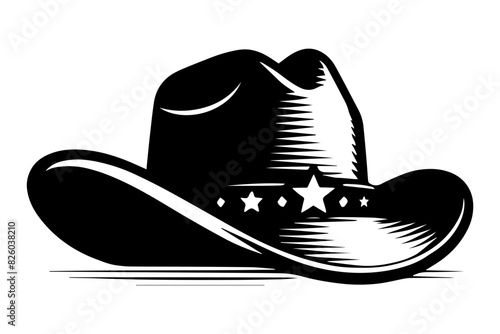 Cowboy hat silhouette monochrome clip art. Vector illustration