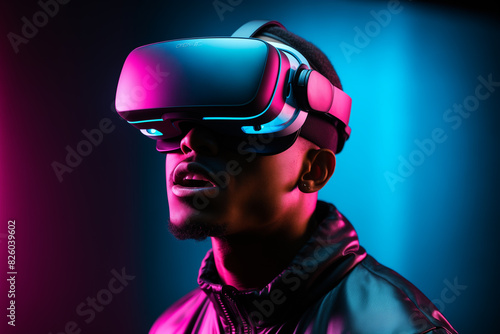 arafed man wearing a virtual reality headset in a dark room © Tasfia Ahmed