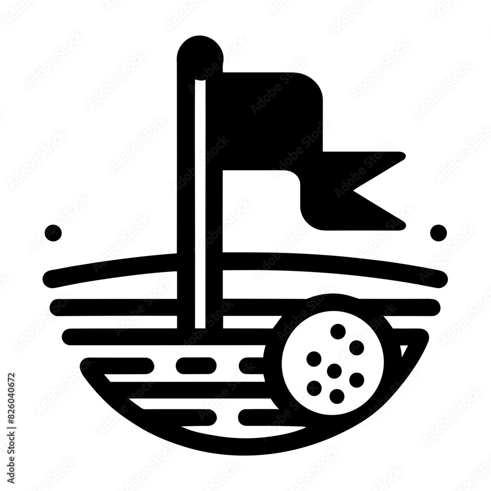 Golf Course Vector Icon in Monochrome Golf Course Vector Icon in Monochrome