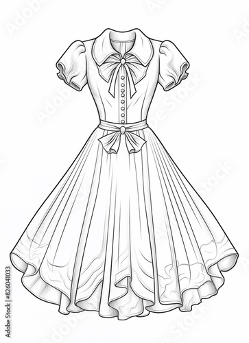 a drawing of a dress with a bow on the neck