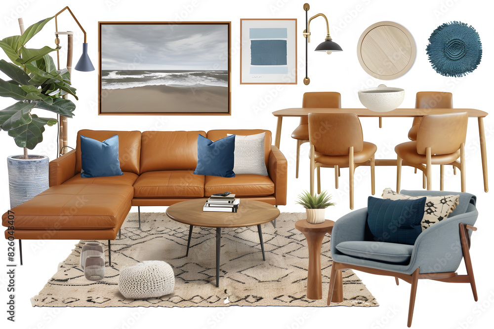 Fototapeta premium modern interior furniture set in 3d rendering