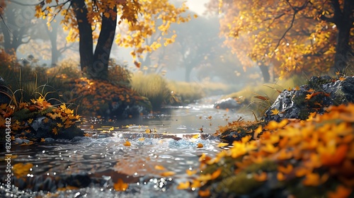 Natural beauty of a stream in autumn