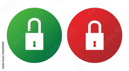lock logo set vector icon in red and green colour