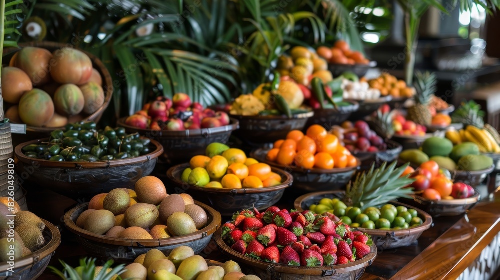 Let your curiosity guide you as you sample the unfamiliar and intriguing fruits on this buffet. Let your curiosity guide you as you sample the unfamiliar and intriguing fruits on this buffet.