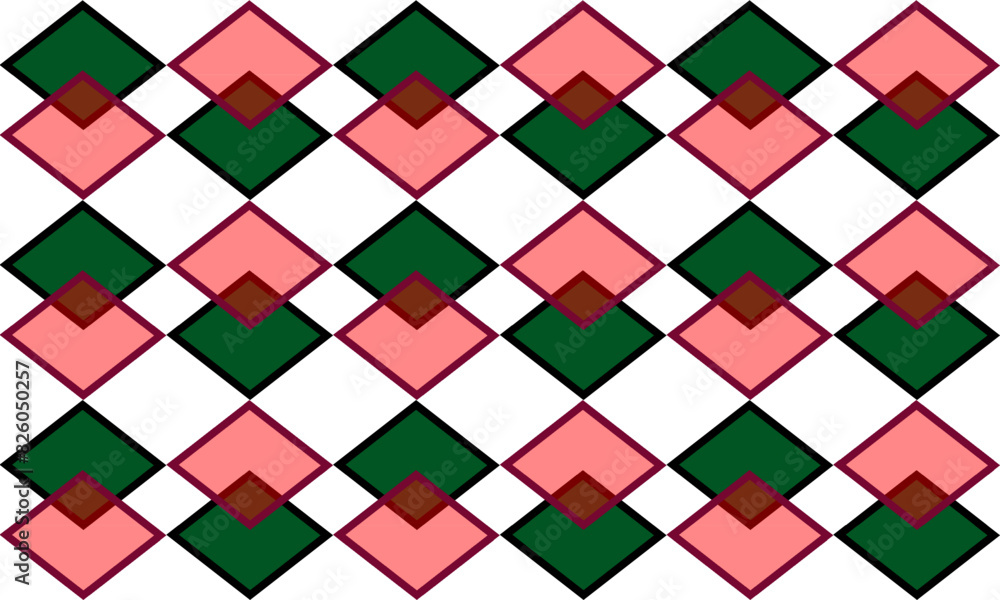 Red and green pattern, two tone red diamond checkerboard repeat pattern, replete image, design for fabric printing, Christmas's background patter rapport Red and green pattern, two tone red diamond checkerboard repeat pattern, replete image, design for fabric printing, Christmas's background patter rapport