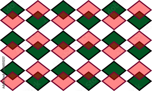 Red and green pattern  two tone red diamond checkerboard repeat pattern  replete image  design for fabric printing  Christmas s background patter rapport