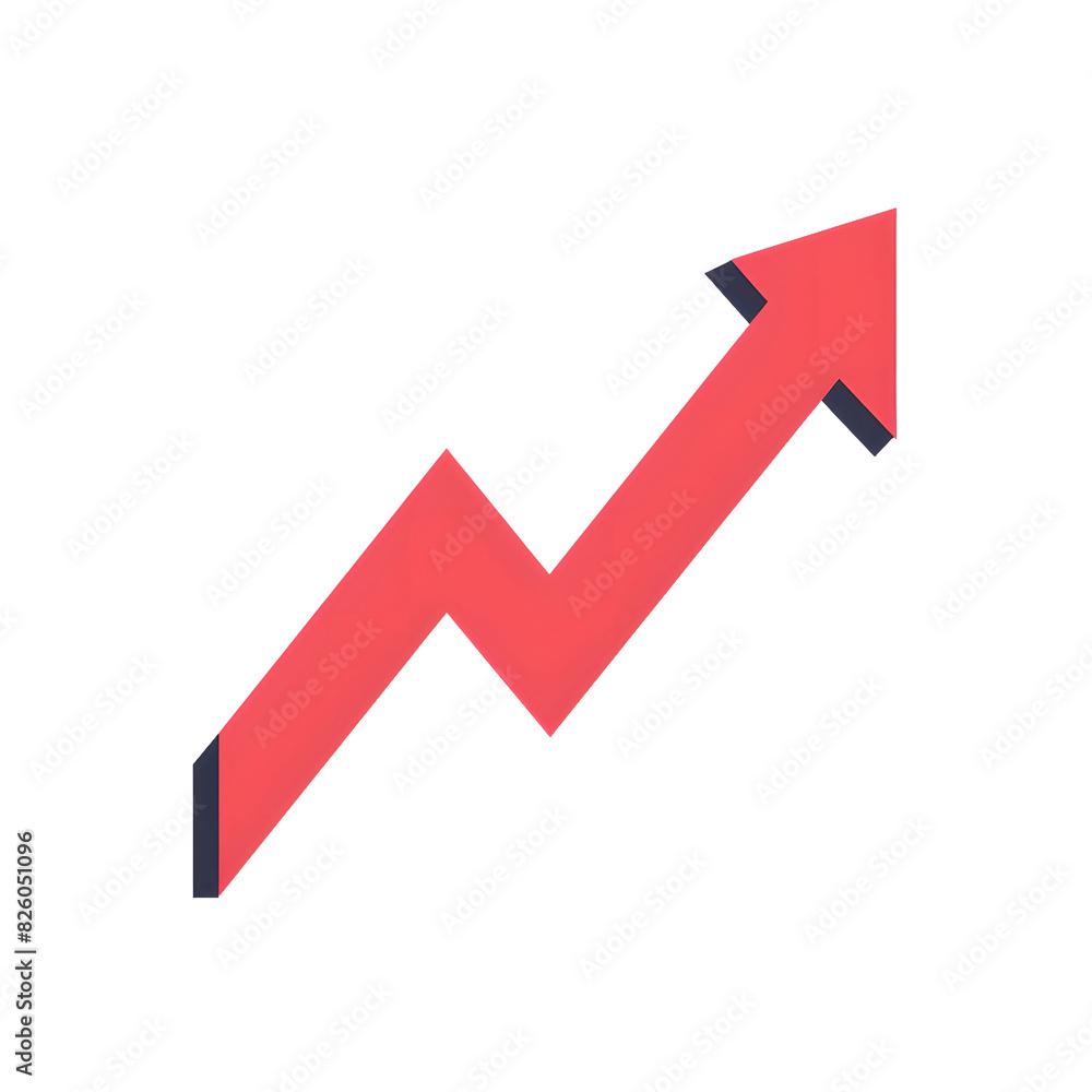 Flat red arrow indicating upward trend, stock investment concept, isolated on transparent background, Generative AI Flat red arrow indicating upward trend, stock investment concept, isolated on transparent background, Generative AI