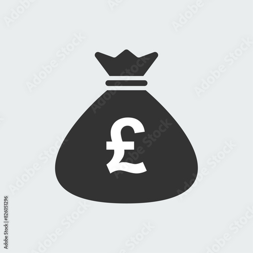Money bag icon. Moneybag with pound sign. Money cash sack symbol. Easy editable vector design.