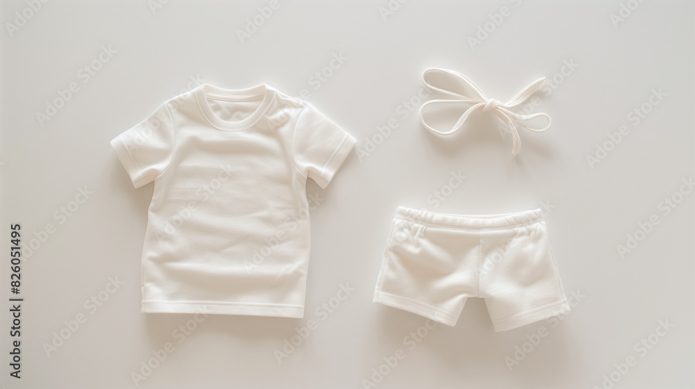 Cute Children's Outfit with White T-shirt and Shorts Cute Children's Outfit with White T-shirt and Shorts