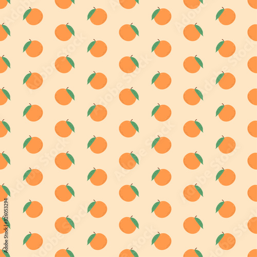 Orange Seamless Pattern With Leaves 