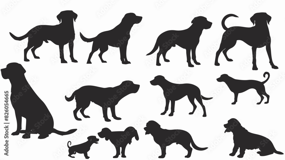 Pointer dog silhouette. Black dogs sizes and breeds