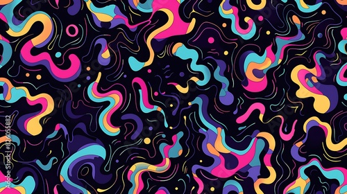 Wallpaper Mural Whimsical Squiggly Lines Seamless Pattern Background with Playful Abstract Art Doodles Torontodigital.ca