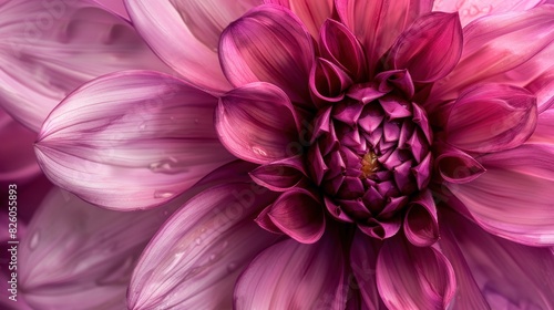 Close-up of a pink and maroon dahlia with large stamens 