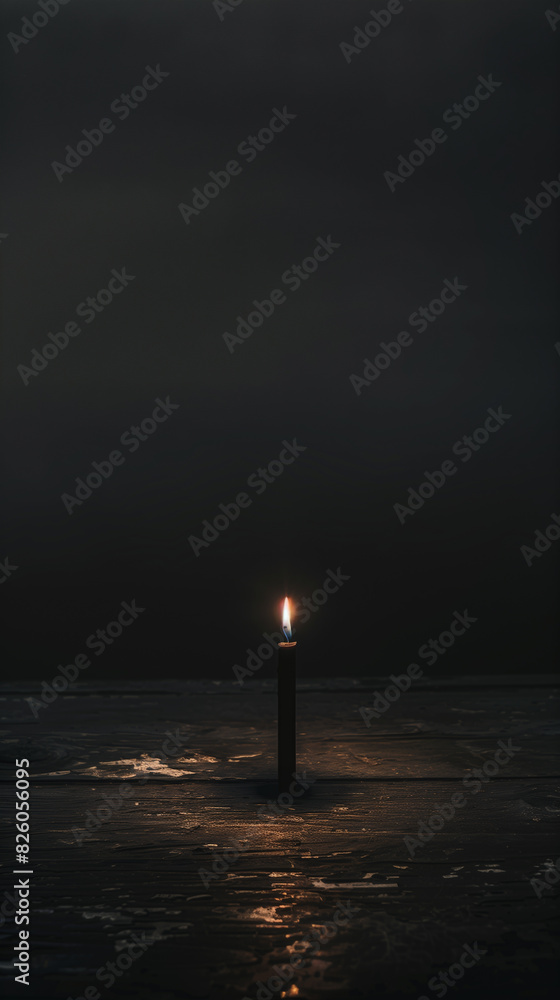 arafed view of a light on a small pole in the middle of the ocean