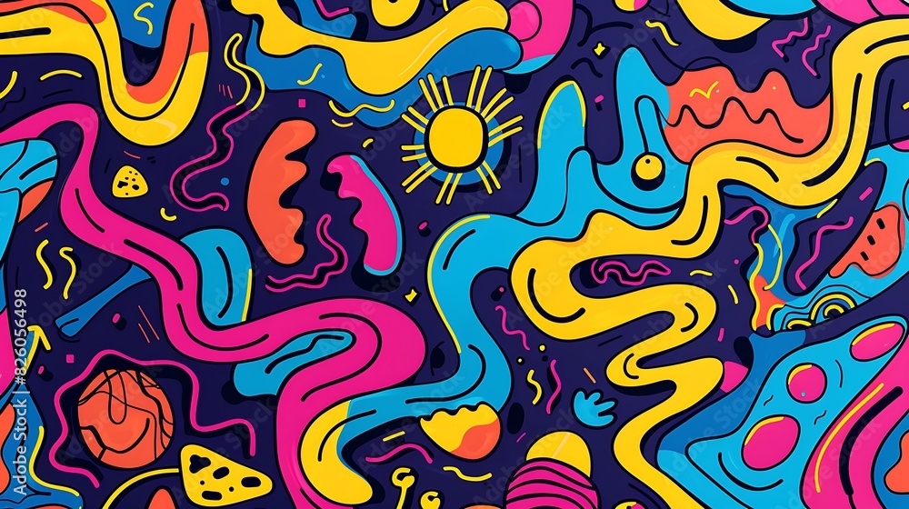Playful Squiggly Lines Seamless Pattern Background with Immersive Abstract Doodles Playful Squiggly Lines Seamless Pattern Background with Immersive Abstract Doodles
