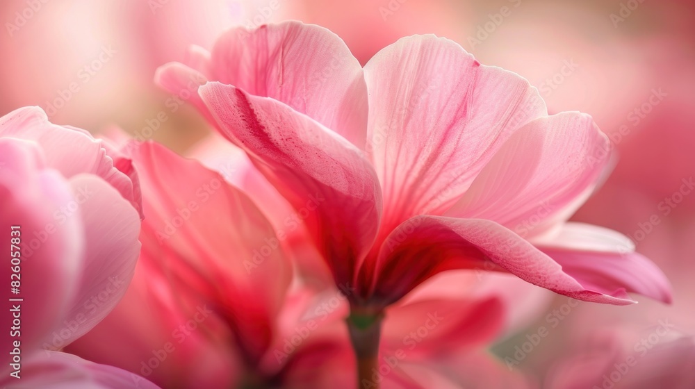 Close-up of a pink and rose cyclamen with large stamens
