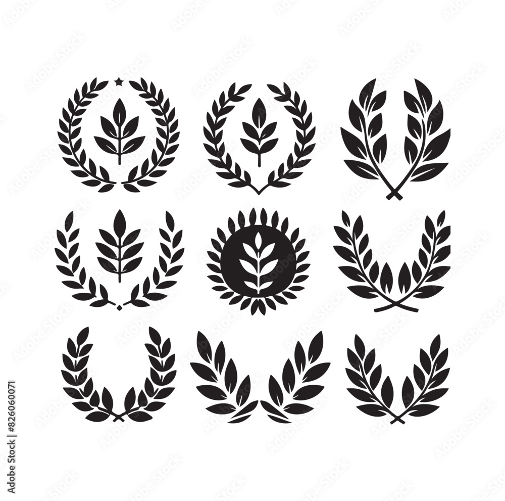 Minimal laurel sign illustration icon logo Minimal laurel sign illustration icon logo
