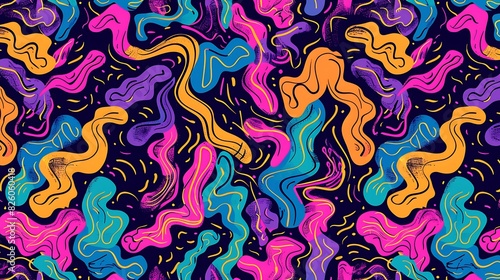 Wallpaper Mural Playful Doodles Seamless Abstract Pattern Background with Squiggly Lines Torontodigital.ca