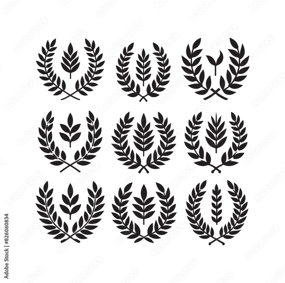 Minimal laurel sign illustration icon logo Minimal laurel sign illustration icon logo