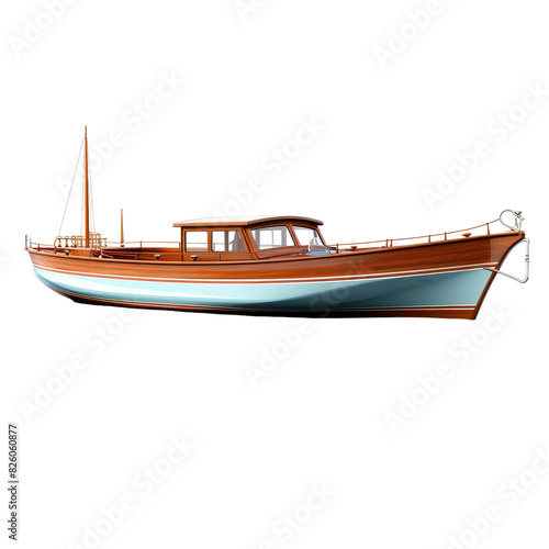 Boat isolated on transparent background, png, cut out.