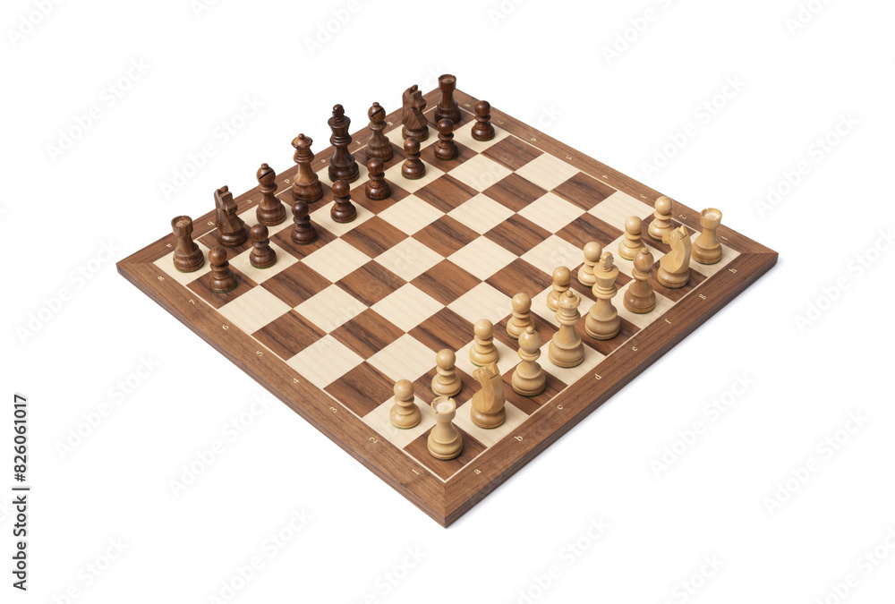 Chessboard ready for the game on white background Chessboard ready for the game on white background