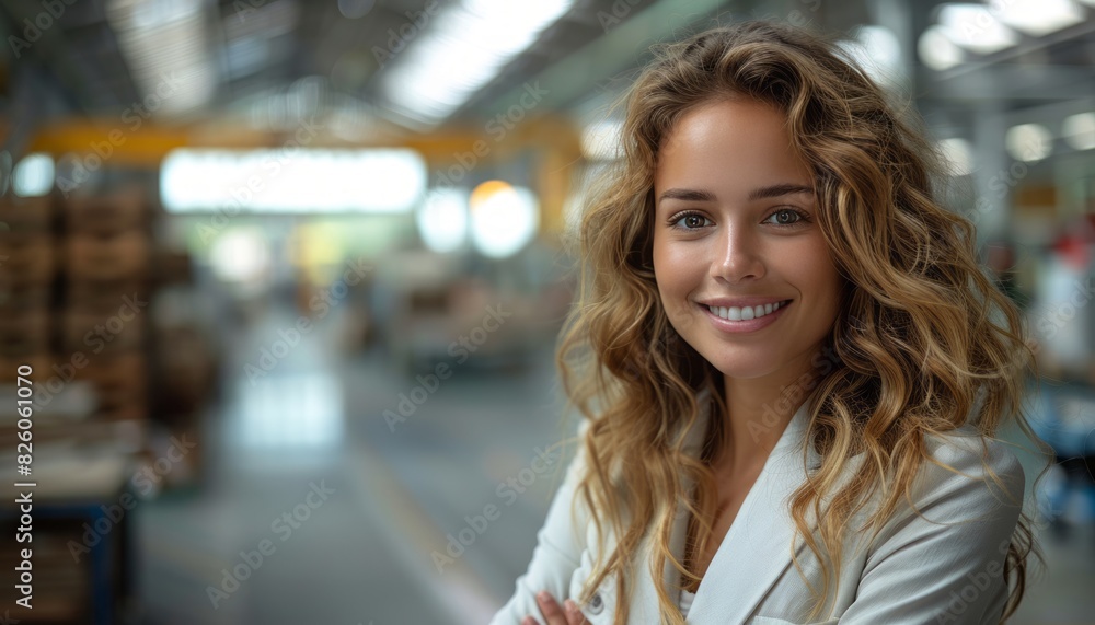 Woman Standing With Arms Crossed in Warehouse Woman Standing With Arms Crossed in Warehouse