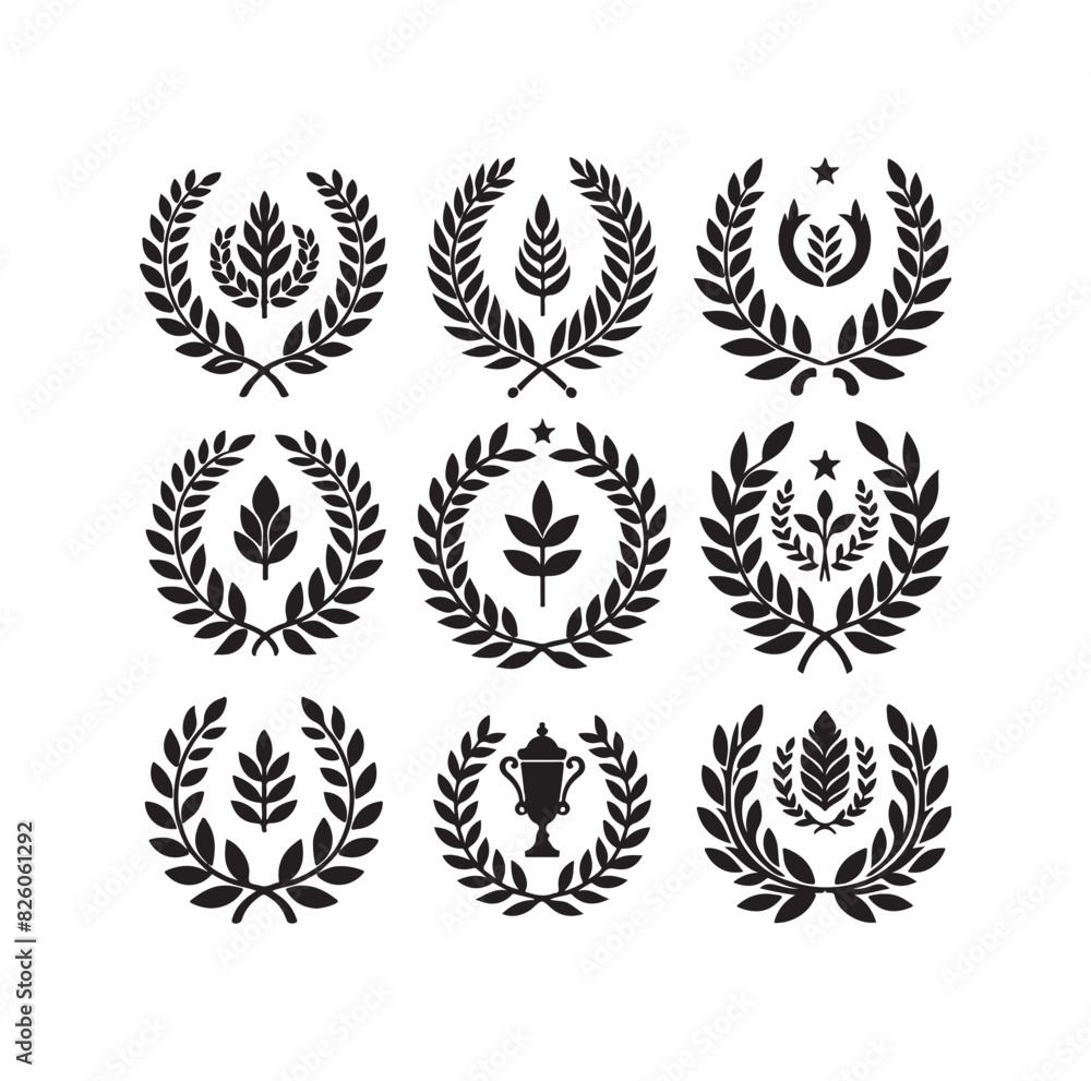 Minimal laurel sign illustration icon logo Minimal laurel sign illustration icon logo
