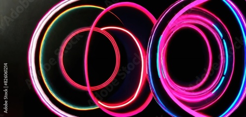 Abstract painting with circles. Neon. Generative AI © Yan Gordiza