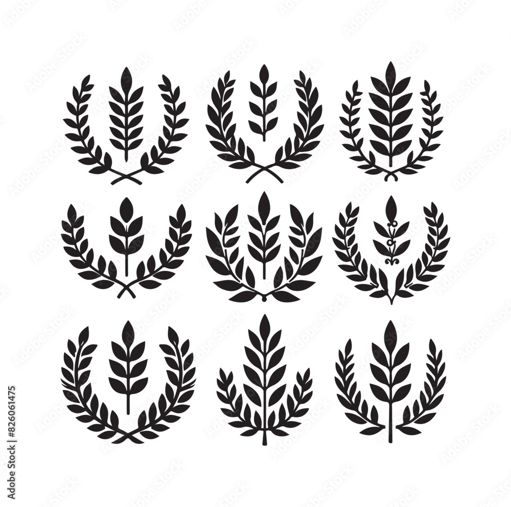 Minimal laurel sign illustration icon logo Minimal laurel sign illustration icon logo