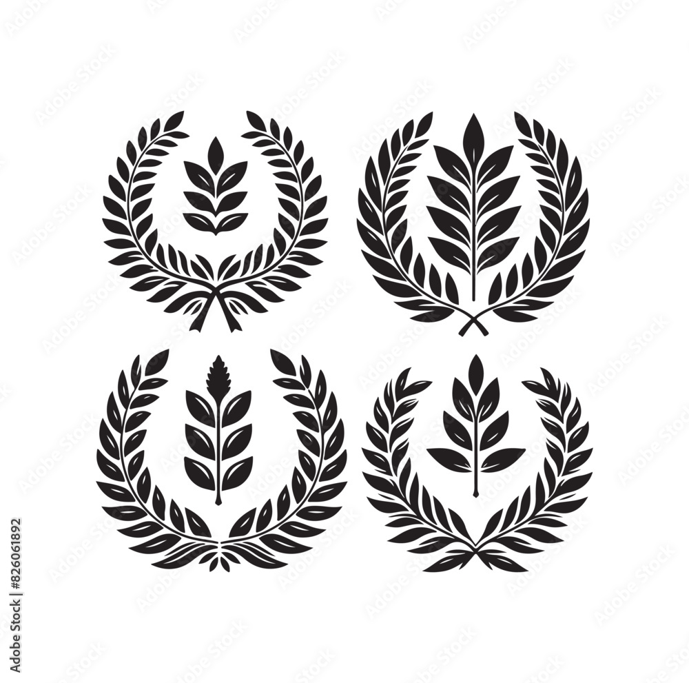 Minimal laurel sign illustration icon logo Minimal laurel sign illustration icon logo