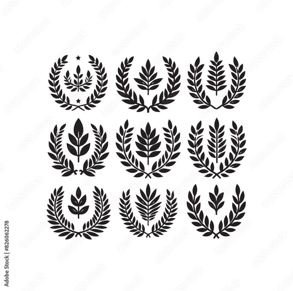 Obraz premium Minimal laurel sign illustration icon logo