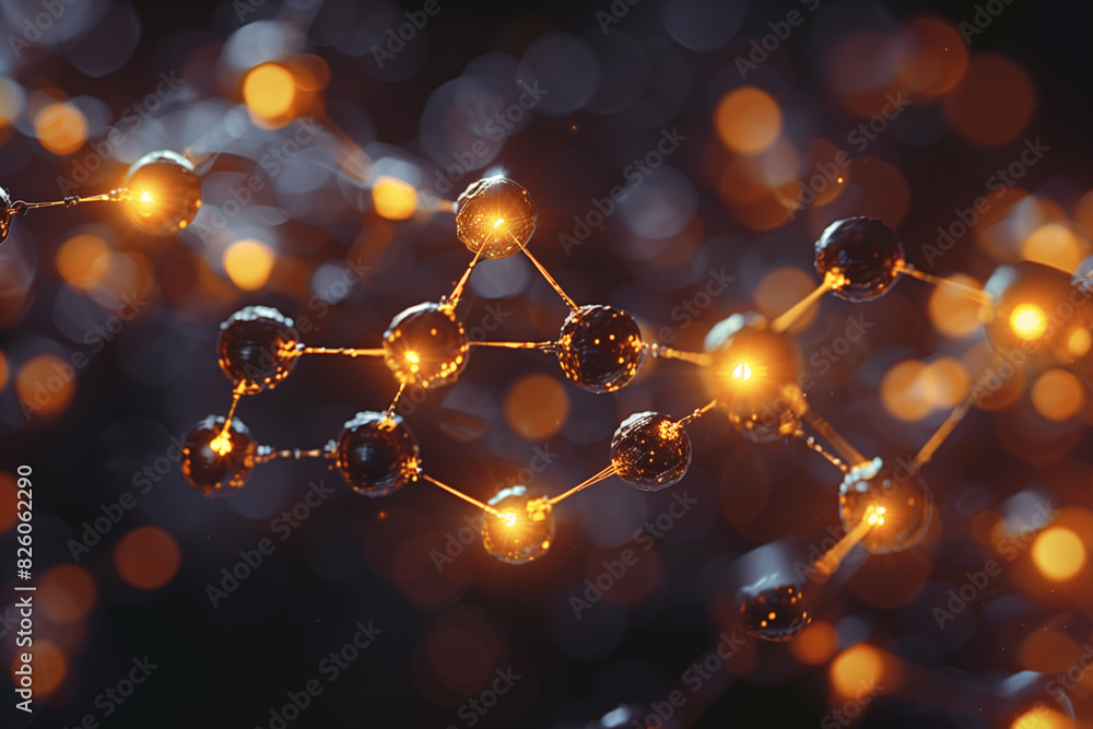 Background of molecules with glowing connections symbolizing scientific research and innovation Background of molecules with glowing connections symbolizing scientific research and innovation