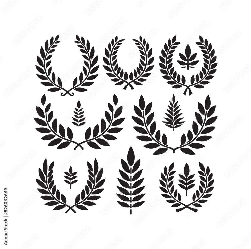 Minimal laurel sign illustration icon logo Minimal laurel sign illustration icon logo