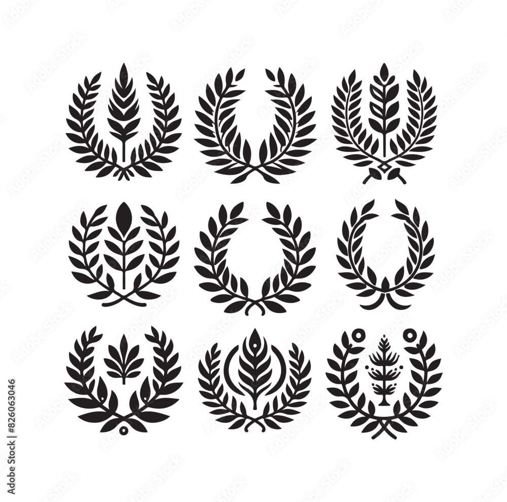 Minimal laurel sign illustration icon logo Minimal laurel sign illustration icon logo