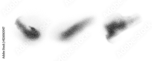 Black grainy texture isolated on white background. Dust overlay. Charcoal splashes