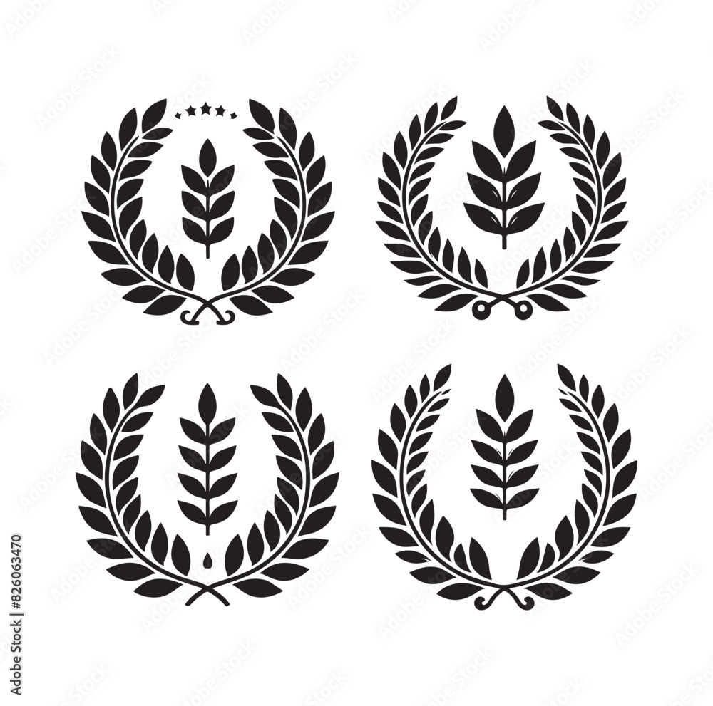 Minimal laurel sign illustration icon logo Minimal laurel sign illustration icon logo