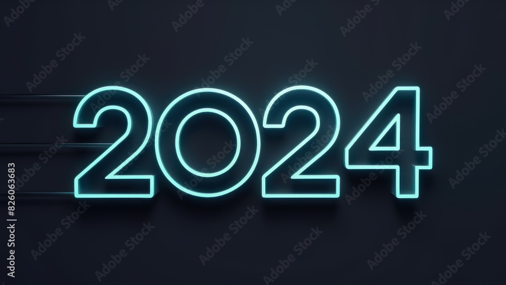 Futuristic Design Happy New Year 2024 Beautiful Color with Dark Background Futuristic Design Happy New Year 2024 Beautiful Color with Dark Background
