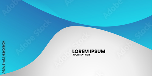 Blue and white geometric shapes with text in the center.