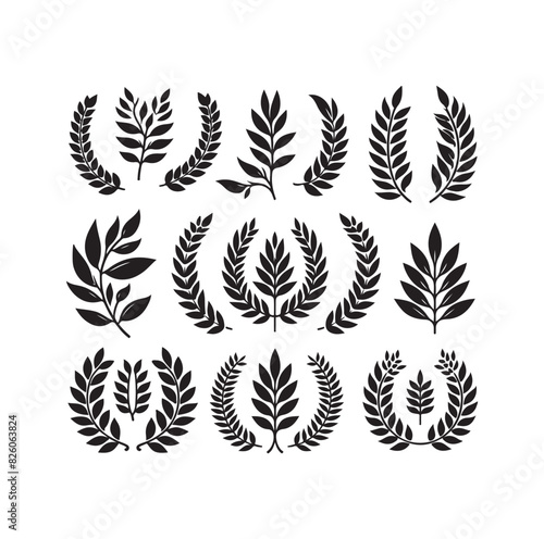 Minimal laurel sign illustration icon logo