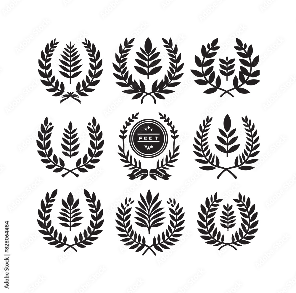 Minimal laurel sign illustration icon logo Minimal laurel sign illustration icon logo