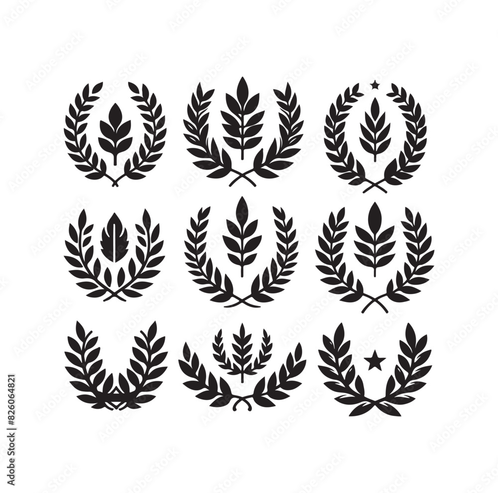 Minimal laurel sign illustration icon logo Minimal laurel sign illustration icon logo