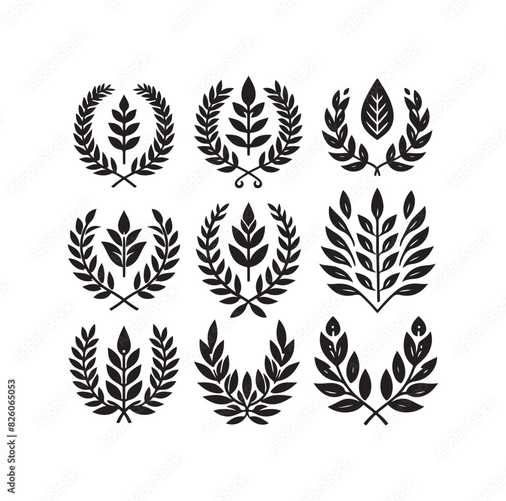 Obraz premium Minimal laurel sign illustration icon logo